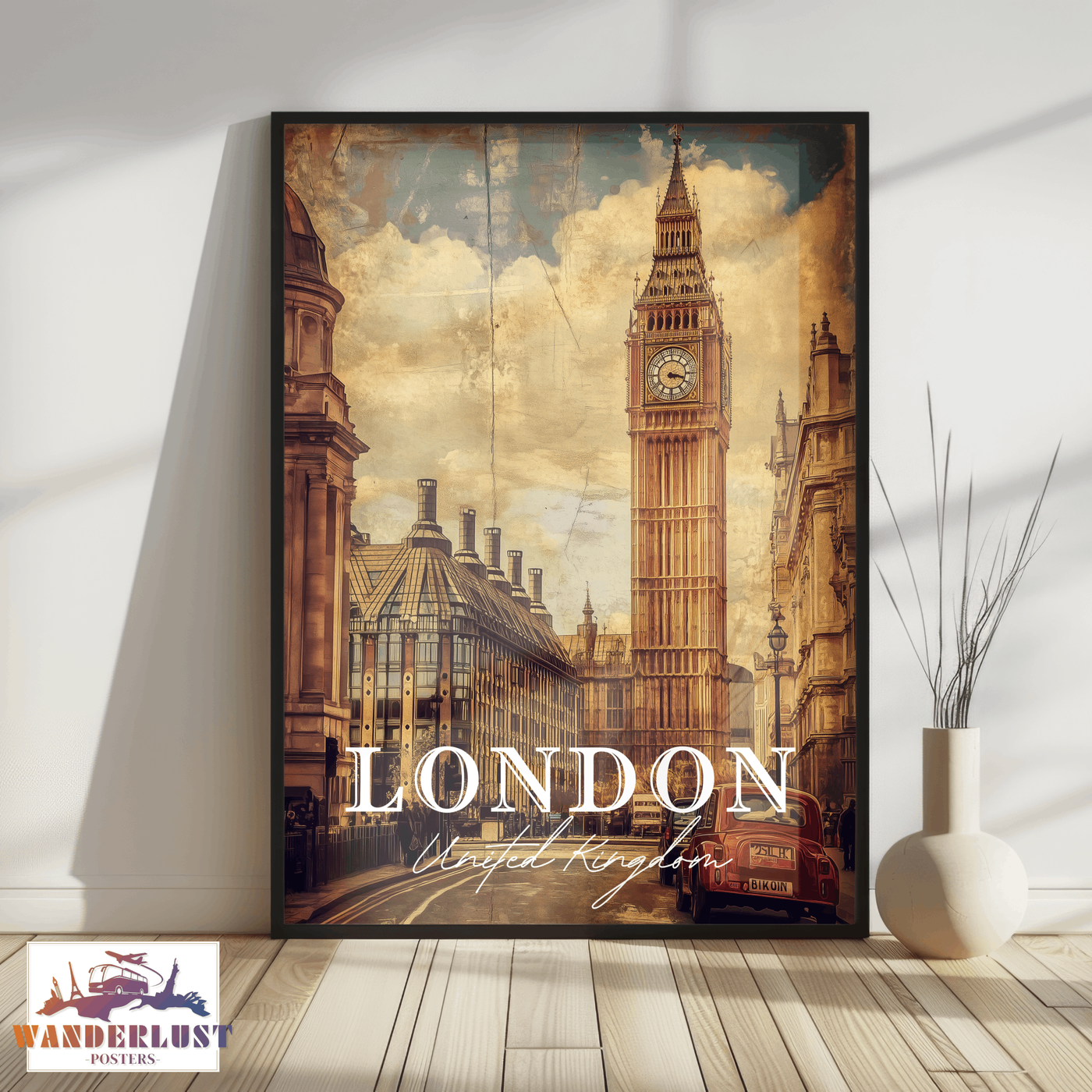 London, United Kingdom - Vintage Cityscape - Travel Poster