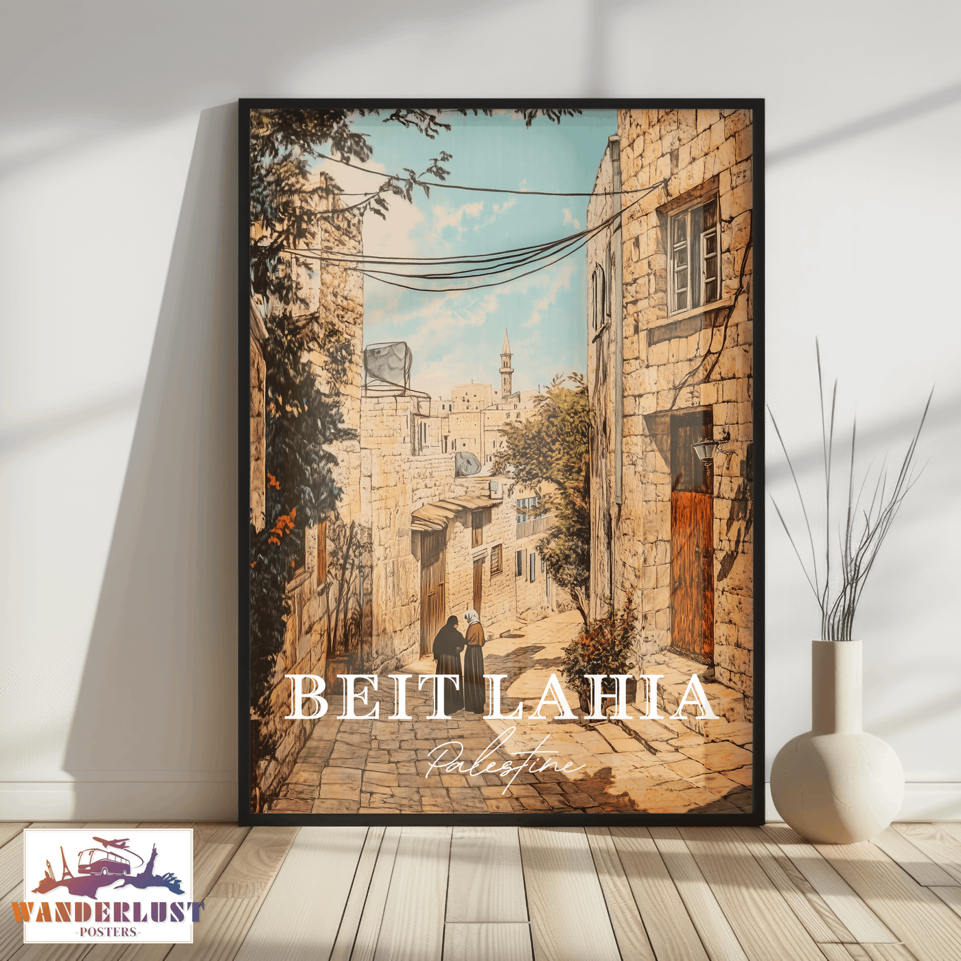 Beit Lahia, Palestine - Vintage Street Scene - Travel Poster