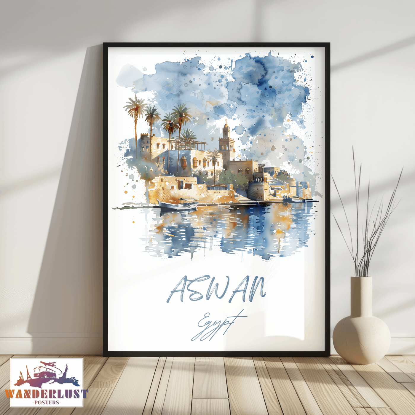 Aswan, Egypt - Watercolor Oasis - Travel Poster