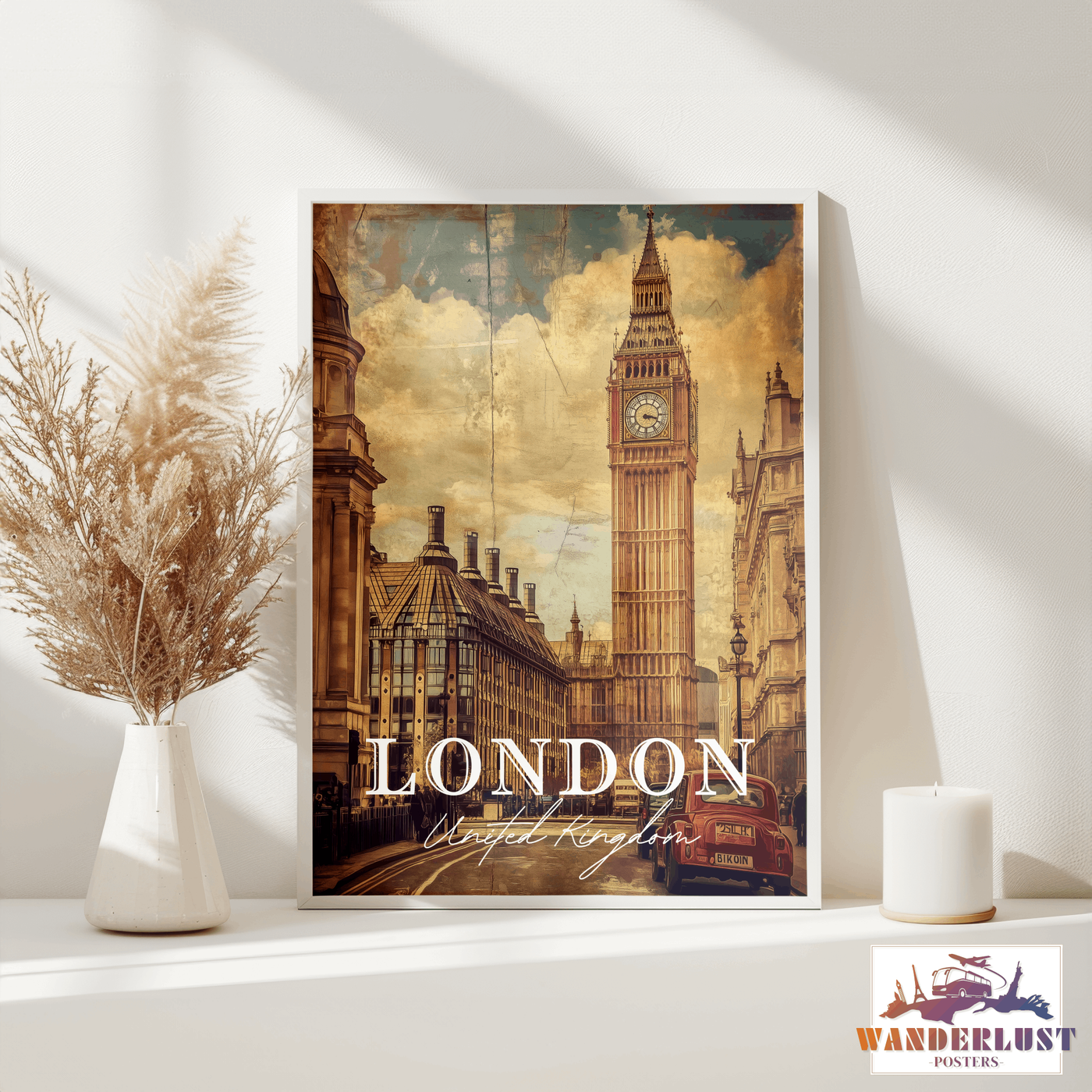 London, United Kingdom - Vintage Cityscape - Travel Poster