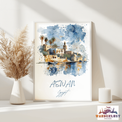 Aswan, Egypt - Watercolor Oasis - Travel Poster