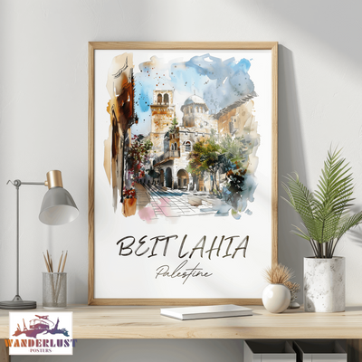 Beit Lahia, Palestine - Watercolor Street Scene - Travel Poster