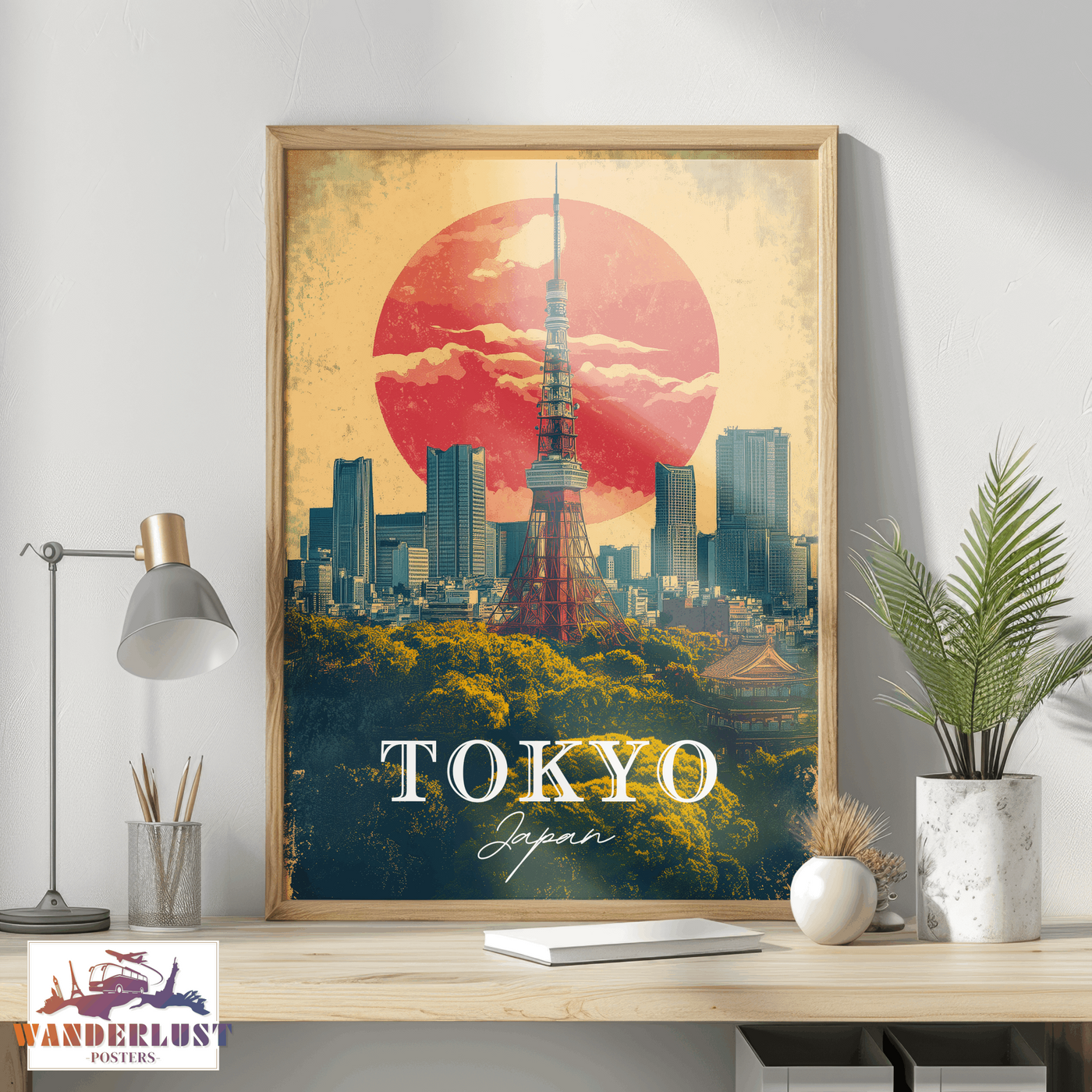 Tokyo, Japan - Vintage Skyline Poster - Travel Poster