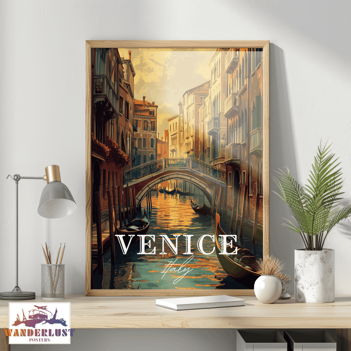 Venice, Italy - Vintage Canal Sunset - Travel Poster