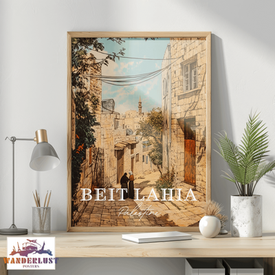 Beit Lahia, Palestine - Vintage Street Scene - Travel Poster