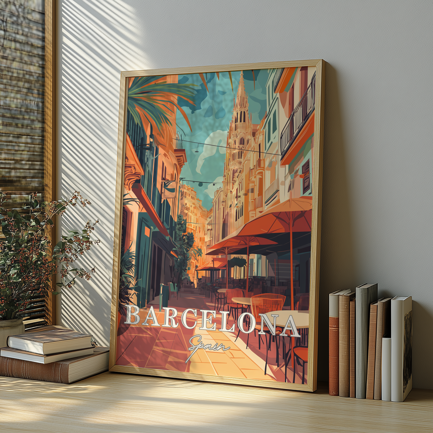 Barcelona, Spain - Vibrant Street View - Travel Destinations Poster