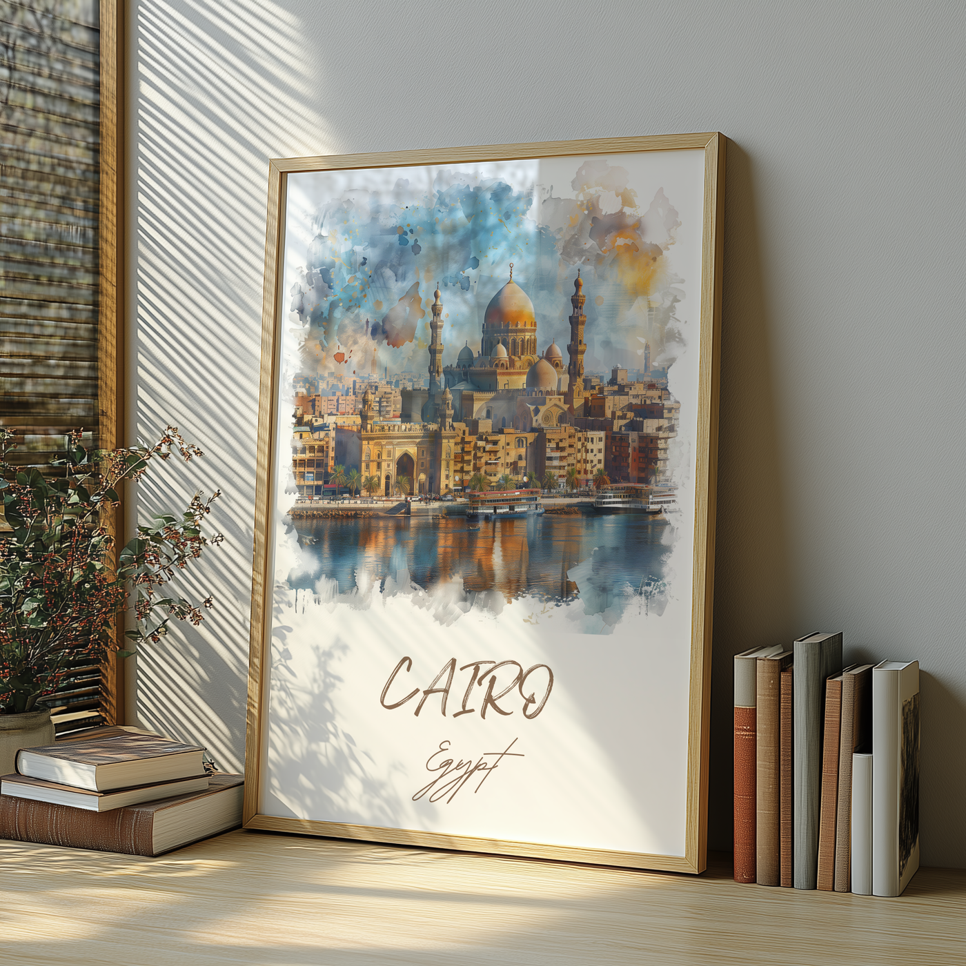 Cairo, Egypt - Watercolor Skyline - Travel Destinations Poster