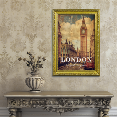 London, United Kingdom - Vintage Cityscape - Travel Destinations Poster