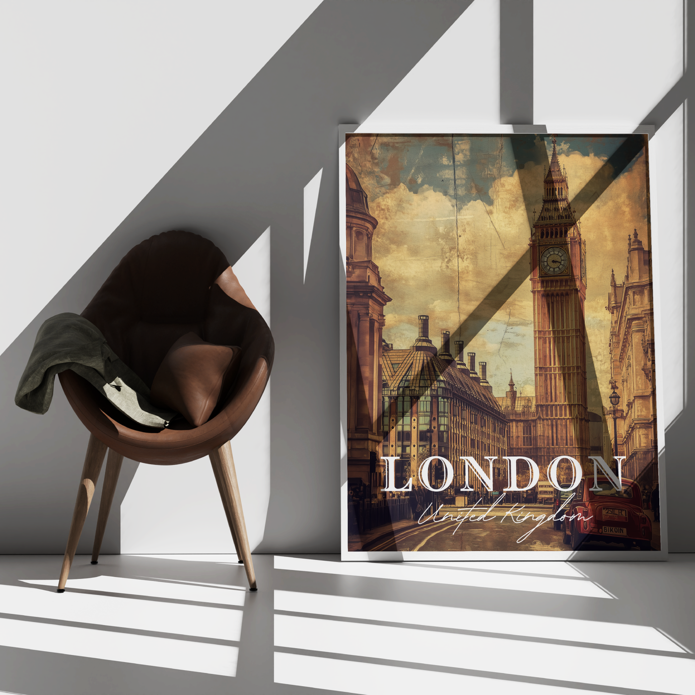 London, United Kingdom - Vintage Cityscape - Travel Destinations Poster