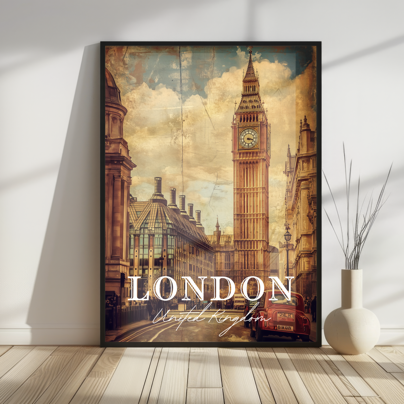 London, United Kingdom - Vintage Cityscape - Travel Destinations Poster