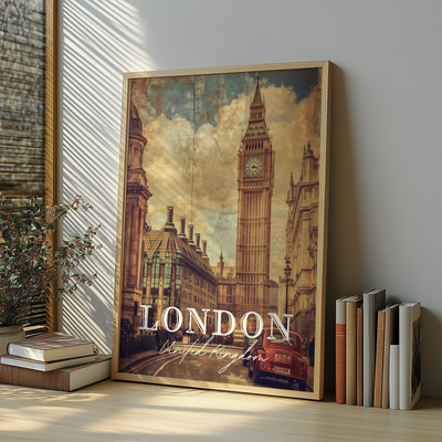 London, United Kingdom - Vintage Cityscape - Travel Destinations Poster