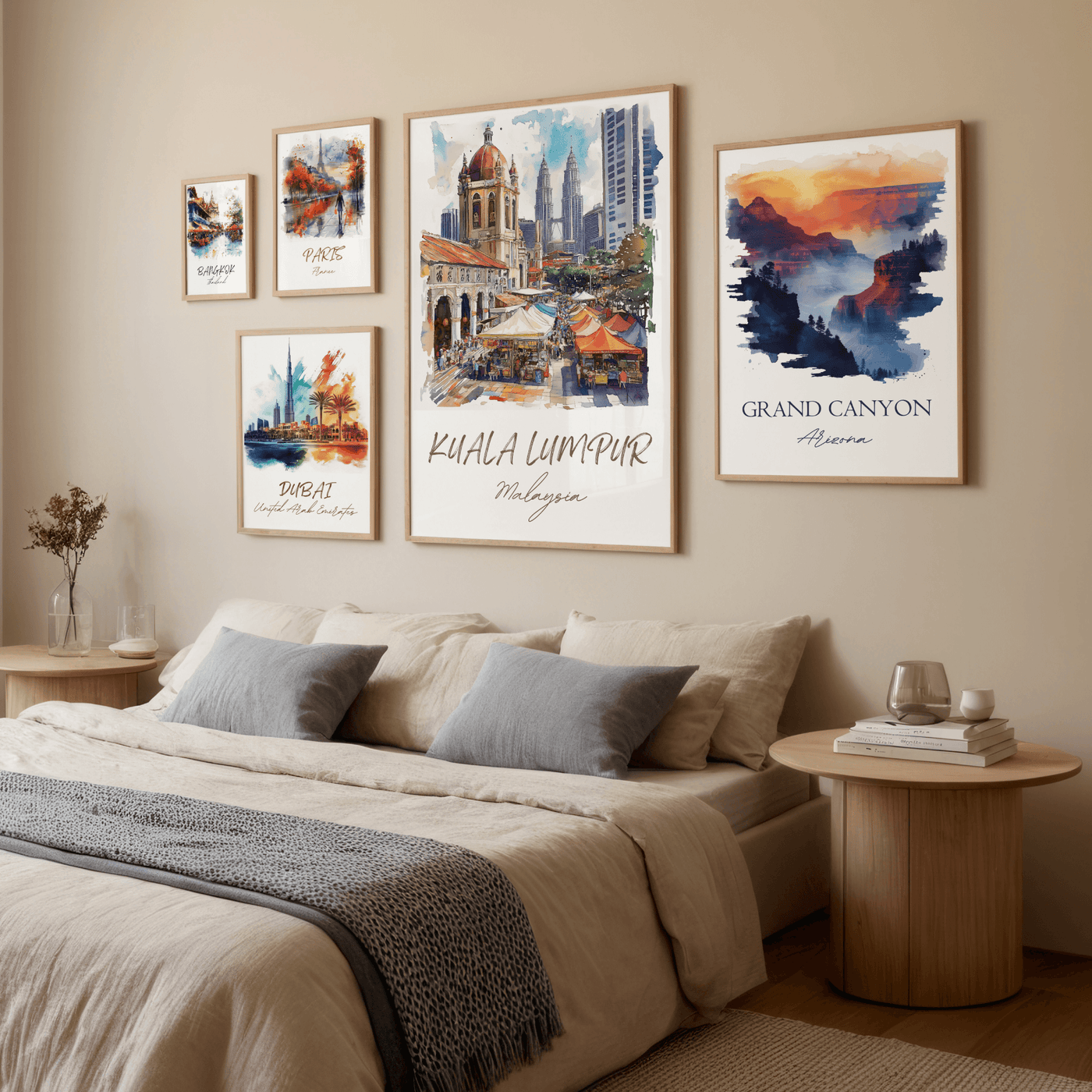 Kuala Lumpur, Malaysia - Watercolor Cityscape - Travel Destinations Poster