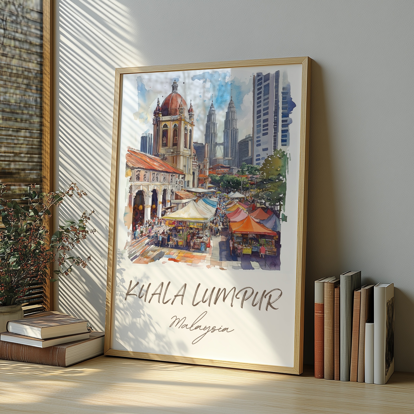 Kuala Lumpur, Malaysia - Watercolor Cityscape - Travel Destinations Poster