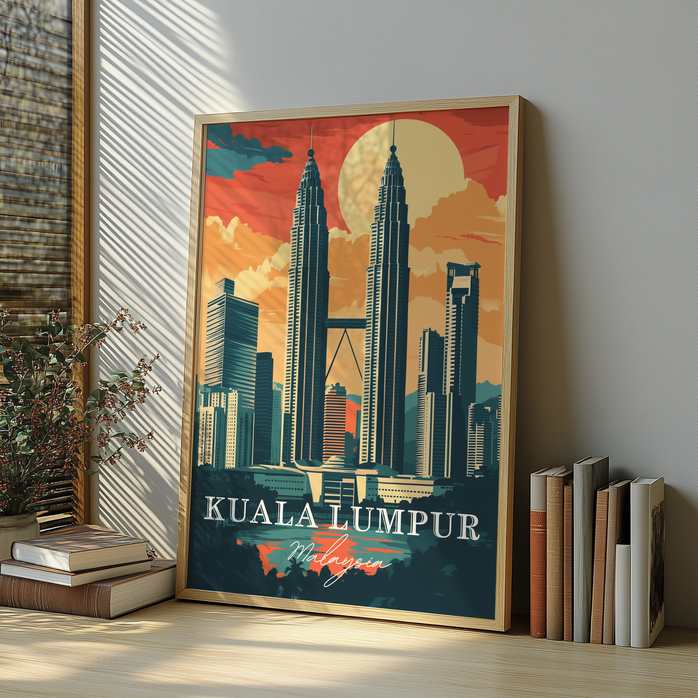 Kuala Lumpur, Malaysia - Vintage Skyline Art - Travel Destinations Poster