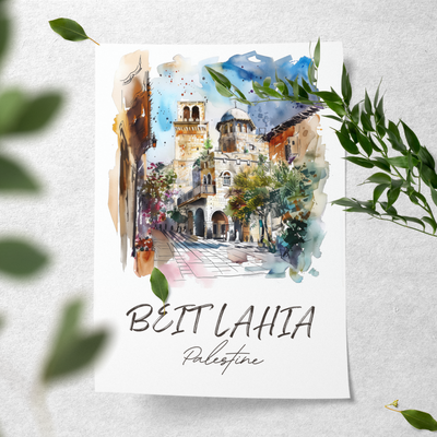 Beit Lahia, Palestine - Watercolor Street Scene - Travel Destinations Poster