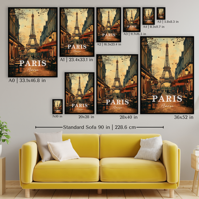 Paris Café Charm - Vintage Street View - Travel Destinations Poster