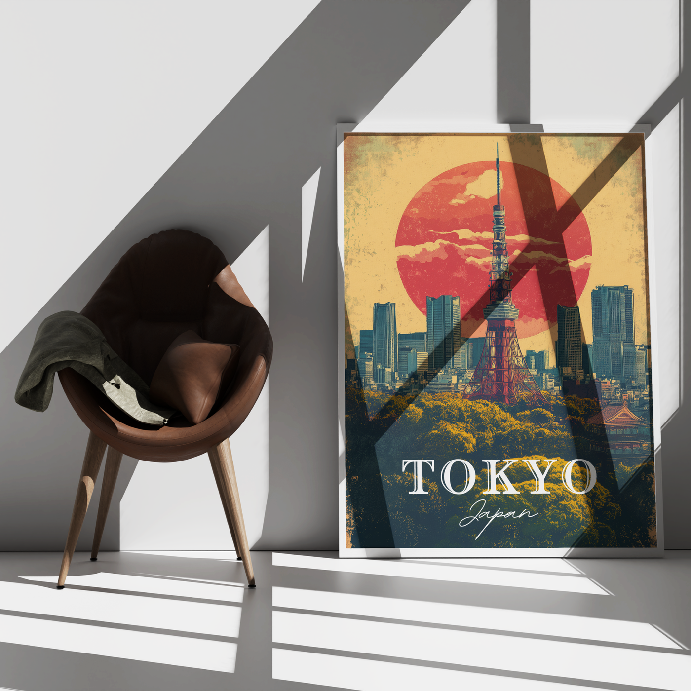 Tokyo, Japan - Vintage Skyline Poster - Travel Destinations Poster