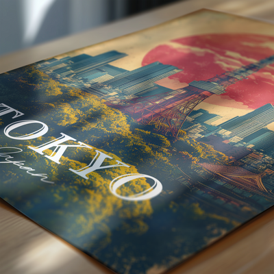 Tokyo, Japan - Vintage Skyline Poster - Travel Destinations Poster