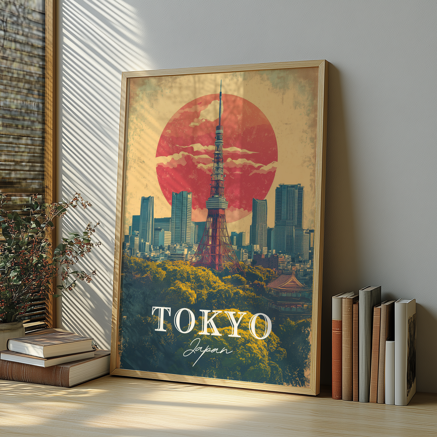 Tokyo, Japan - Vintage Skyline Poster - Travel Destinations Poster