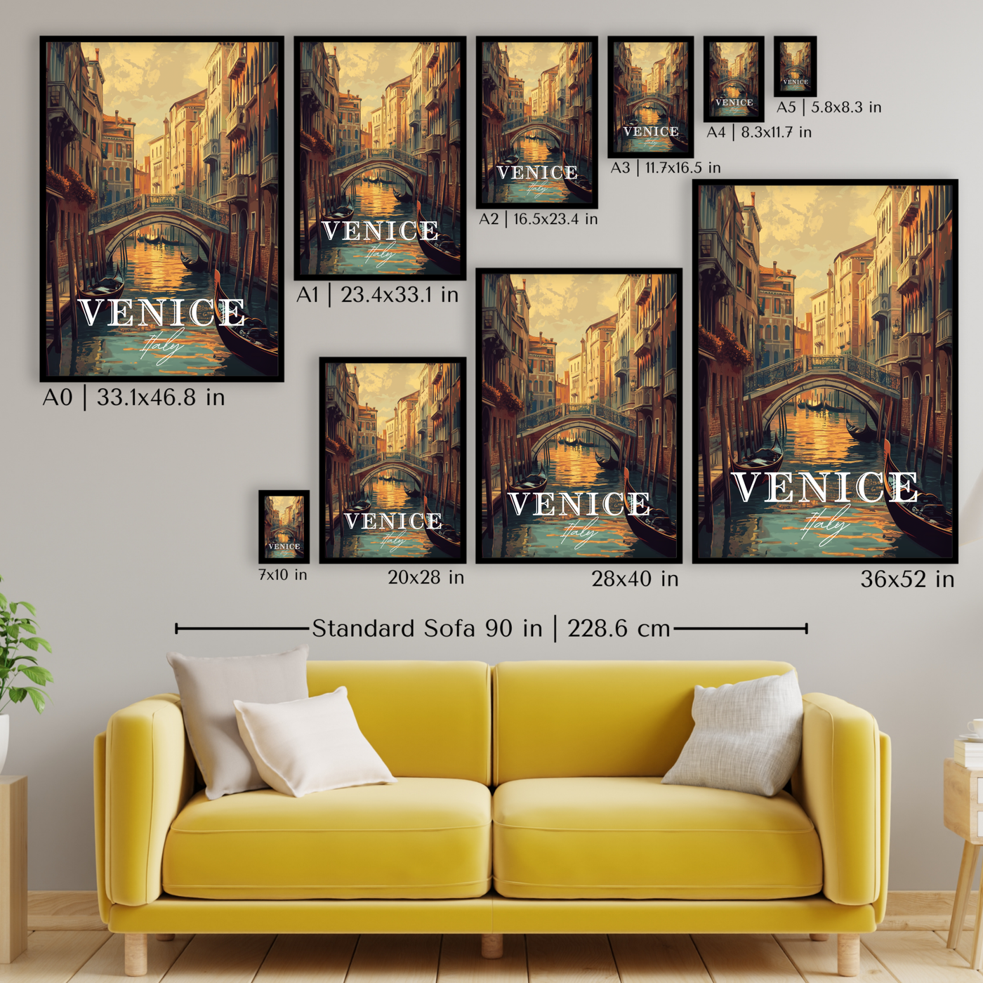 Venice, Italy - Vintage Canal Sunset - Travel Destinations Poster