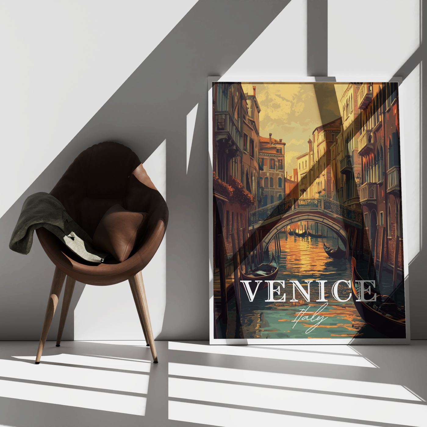 Venice, Italy - Vintage Canal Sunset - Travel Destinations Poster