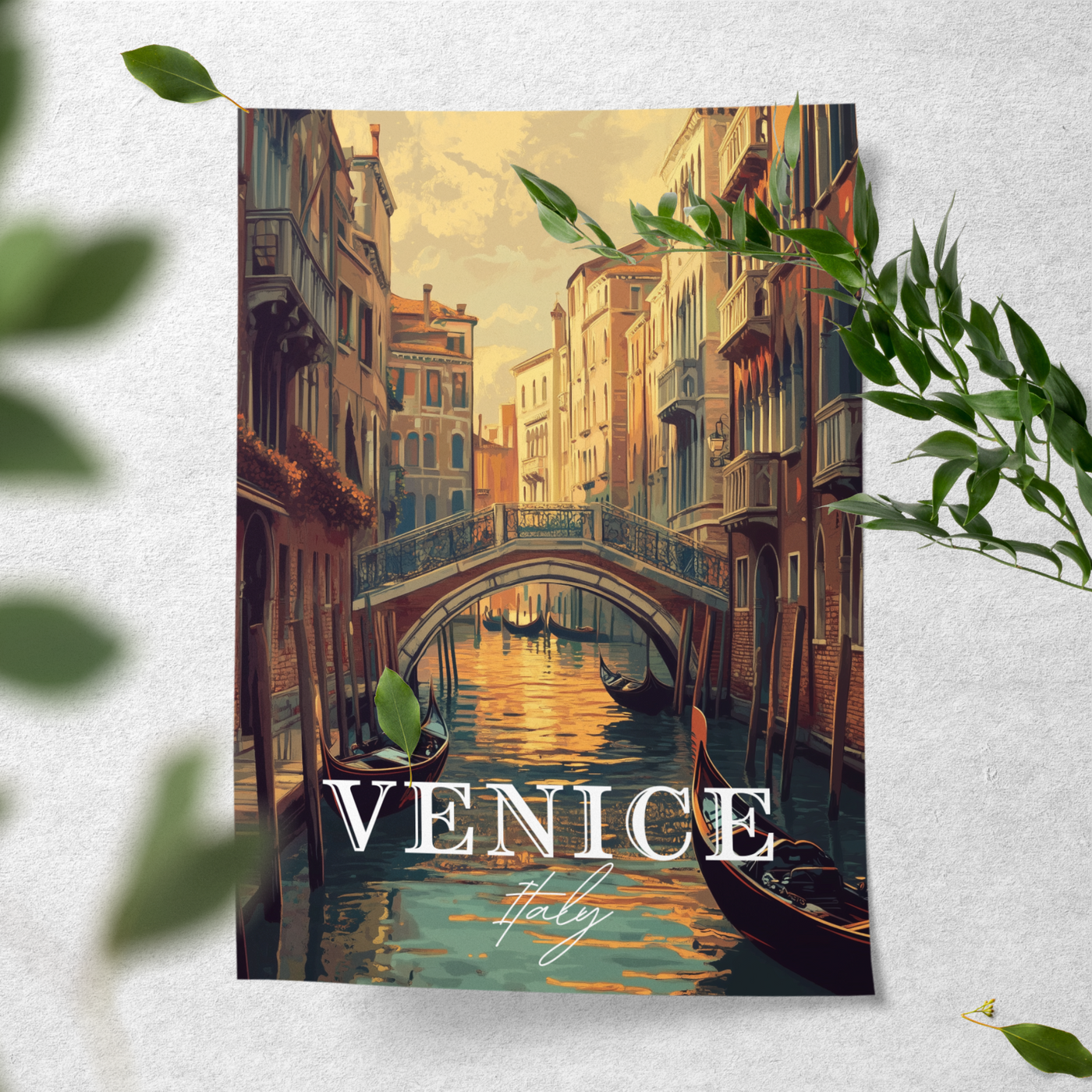 Venice, Italy - Vintage Canal Sunset - Travel Destinations Poster