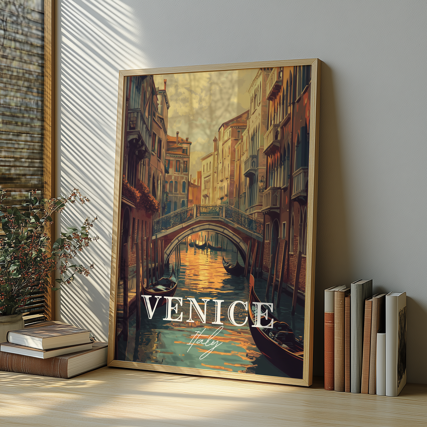 Venice, Italy - Vintage Canal Sunset - Travel Destinations Poster