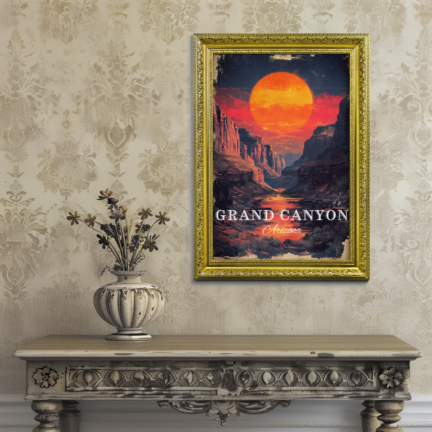 Grand Canyon, Arizona - Vintage Sunset Travel Poster - Travel Destinations Poster