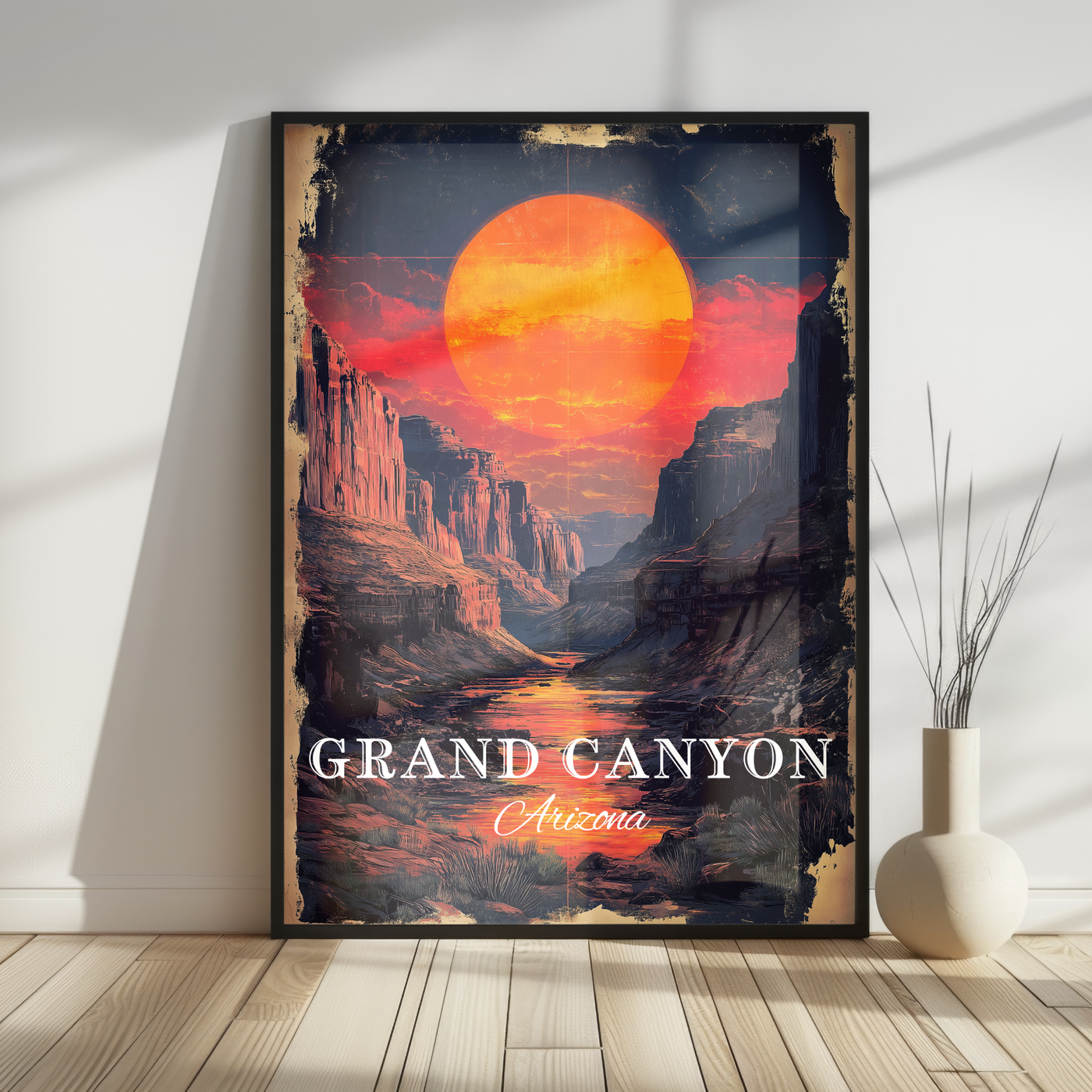 Grand Canyon, Arizona - Vintage Sunset Travel Poster - Travel Destinations Poster