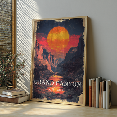 Grand Canyon, Arizona - Vintage Sunset Travel Poster - Travel Destinations Poster